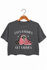 Even baddies get saddies raccoon crop top