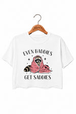 Even baddies get saddies raccoon crop top