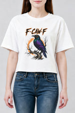 F-caw-f crow halloween crop top