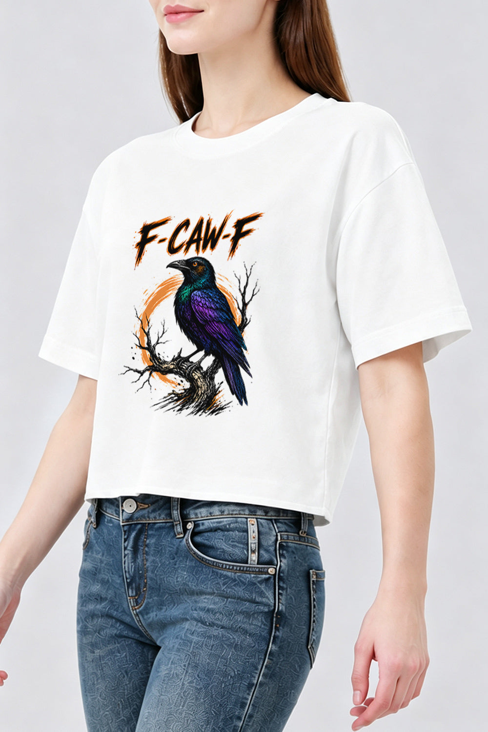 F-caw-f crow halloween crop top