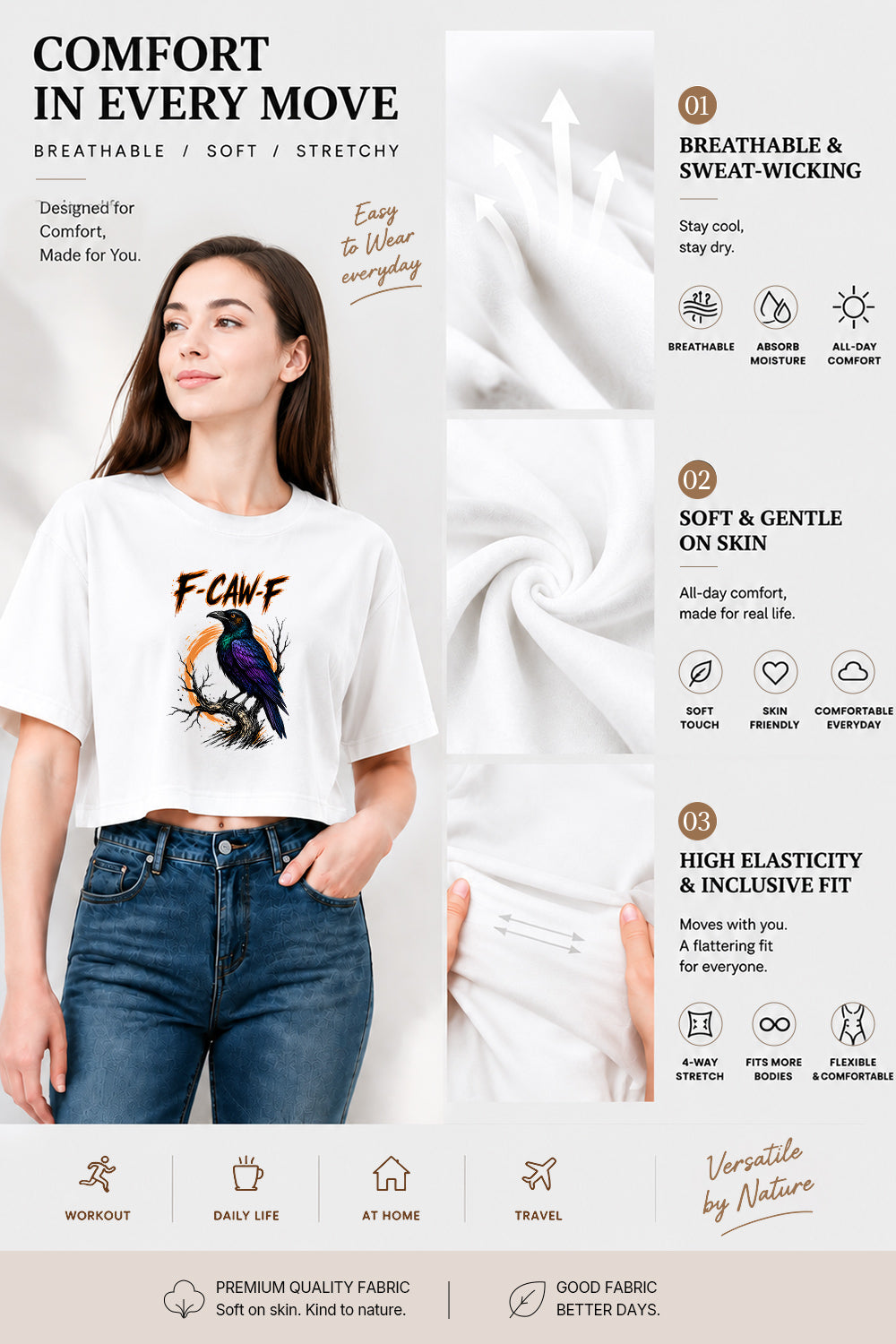F-caw-f crow halloween crop top