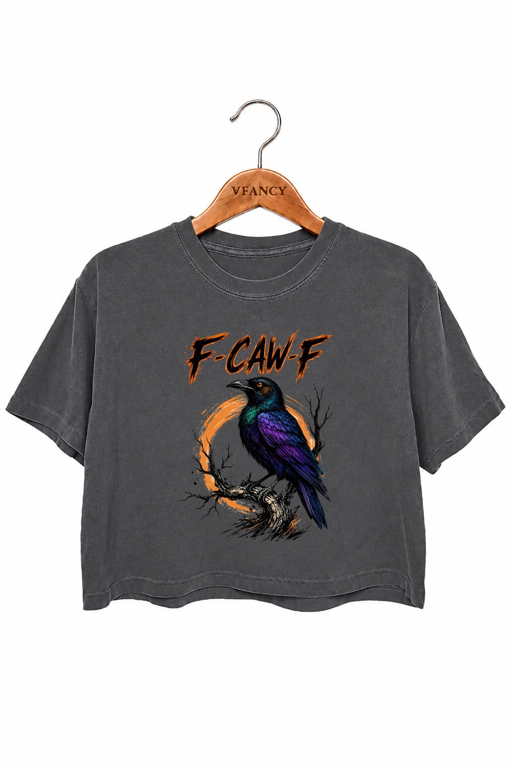 F-caw-f crow halloween crop top
