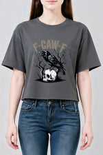 F-caw-f crow skull crop top