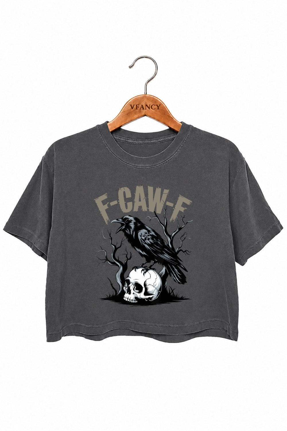F-caw-f crow skull crop top