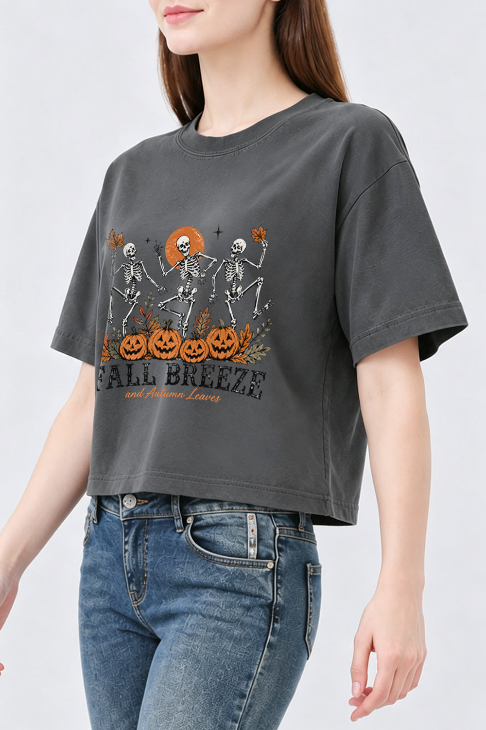 Fall breeze dacing skull crop top