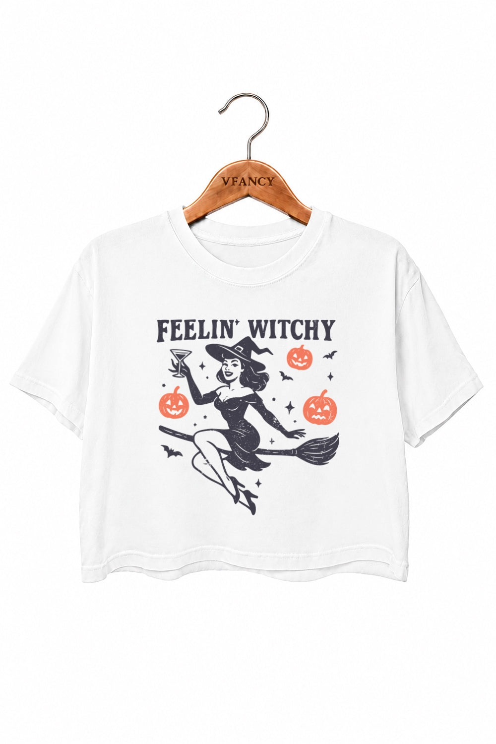Feelin witchy halloween girl crop top
