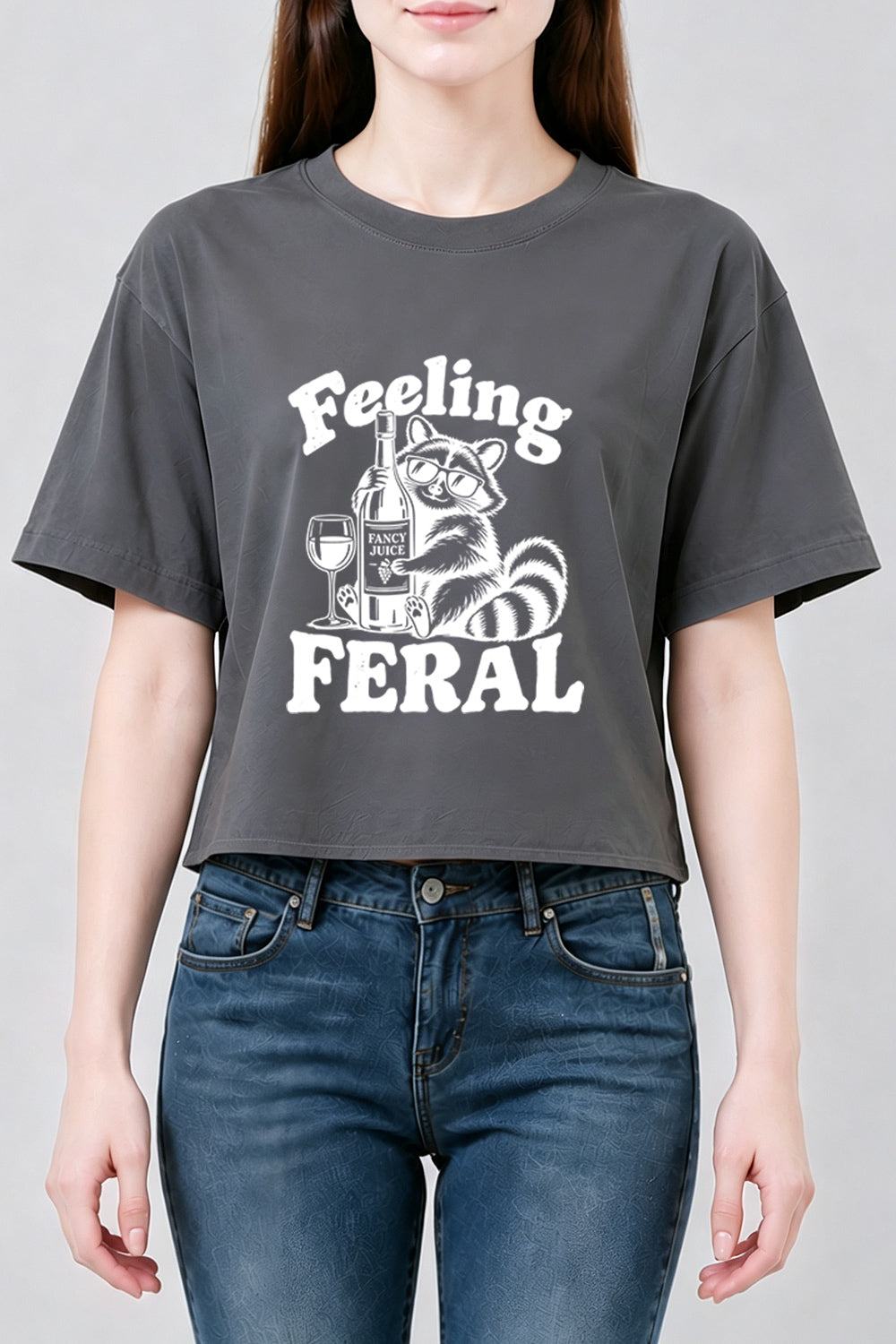 Feeling feral raccoon crop top