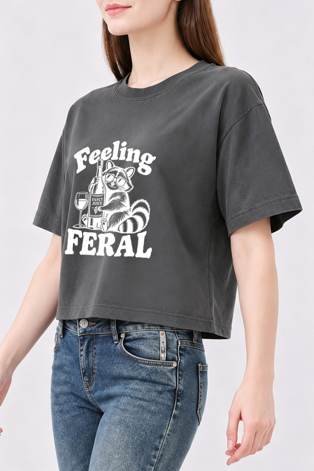 Feeling feral raccoon crop top