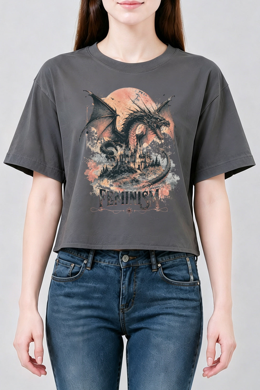 Feminism dragon fantasy crop top