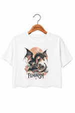 Feminism dragon fantasy crop top