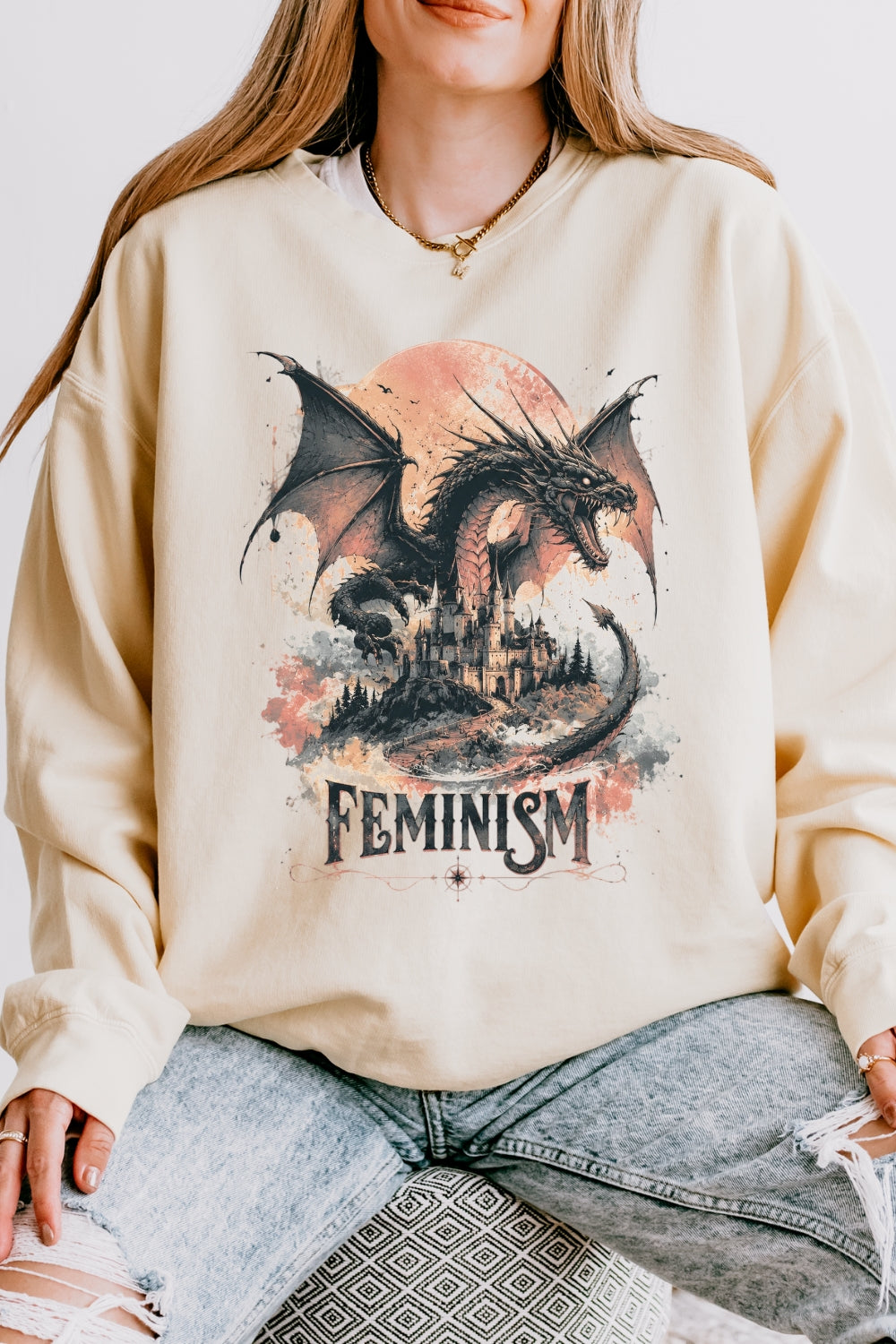 Feminism dragon fantasy sweatshirt