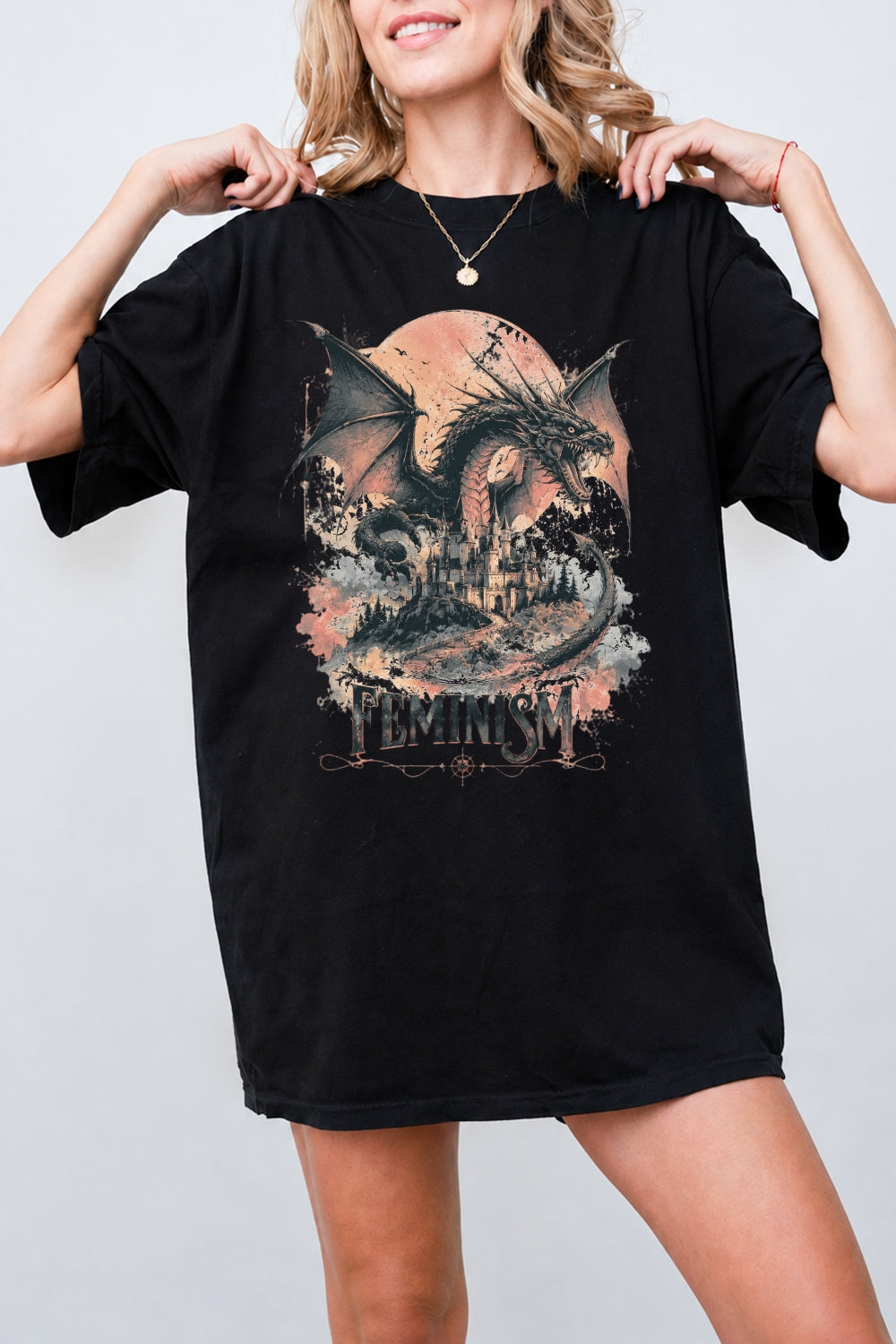 Feminism dragon fantasy tee