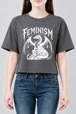 Feminism dragon gothic crop top