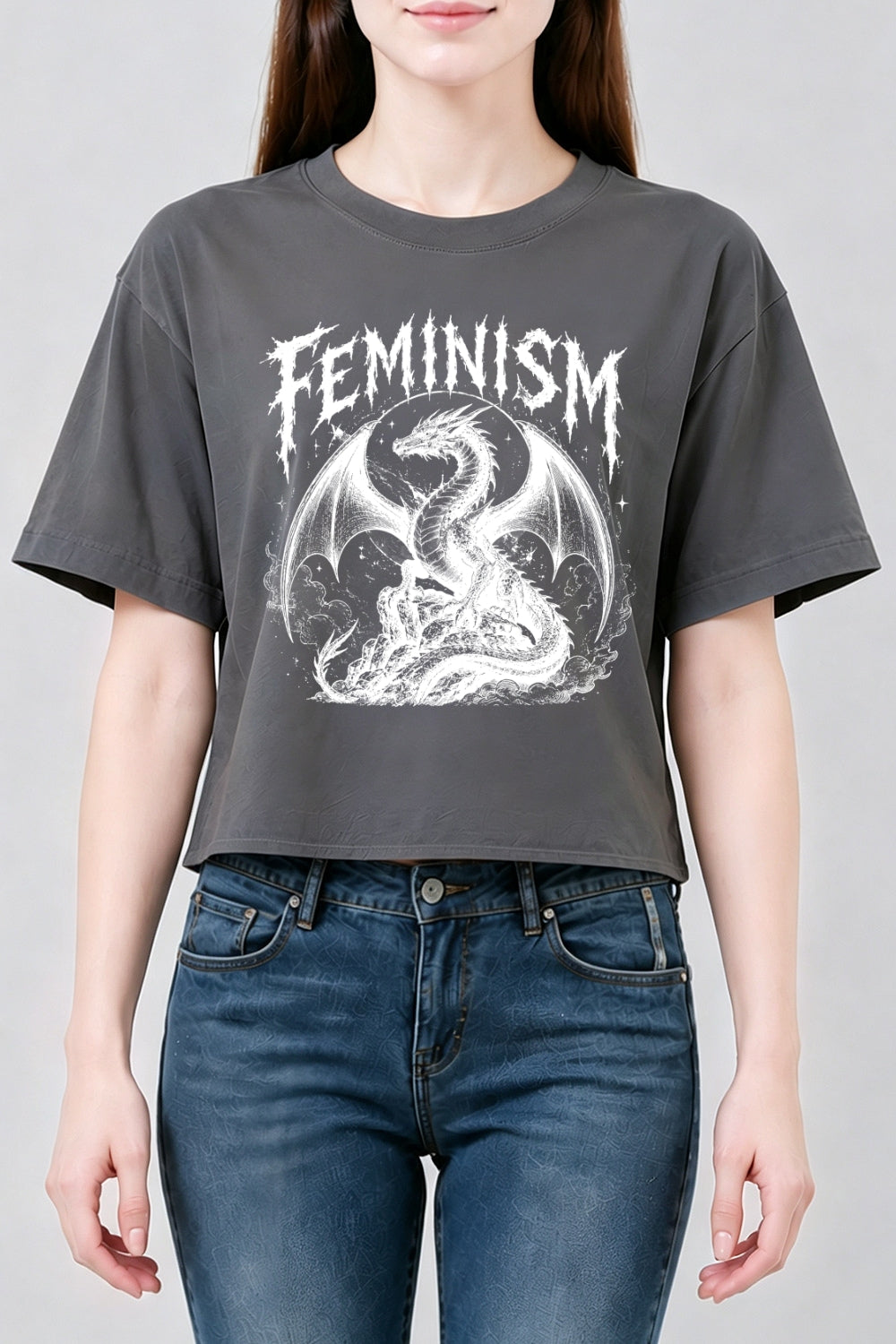 Feminism dragon gothic crop top