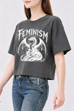 Feminism dragon gothic crop top