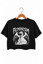 Feminism dragon gothic crop top
