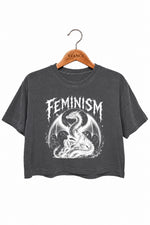 Feminism dragon gothic crop top