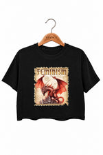 Feminism dragon stamp crop top