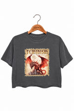 Feminism dragon stamp crop top