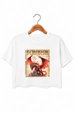 Feminism dragon stamp crop top