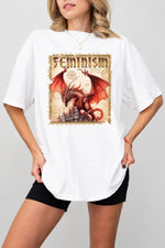 Feminism dragon stamp tee