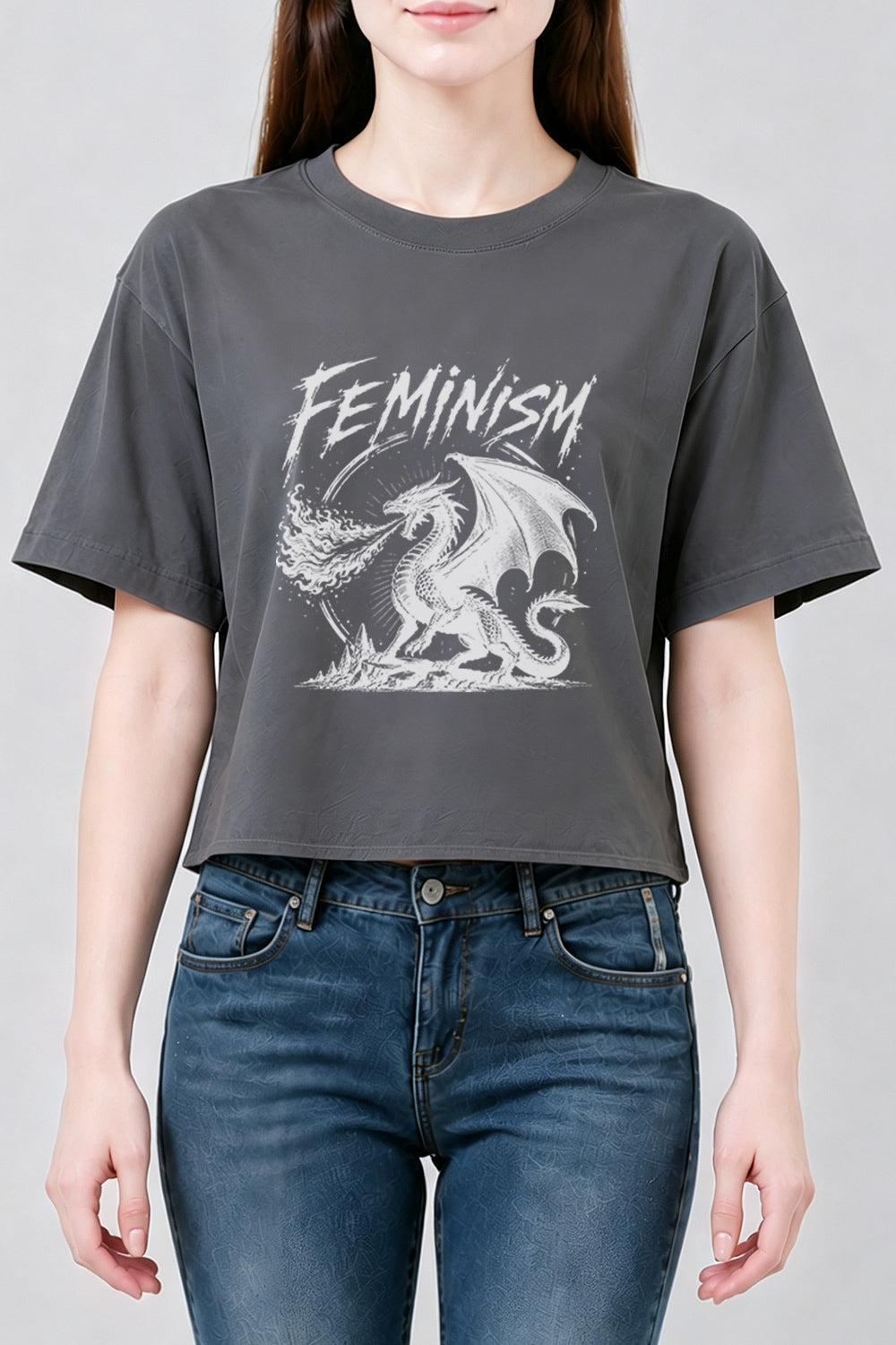 Feminism fire dragon crop top