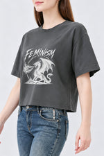Feminism fire dragon crop top
