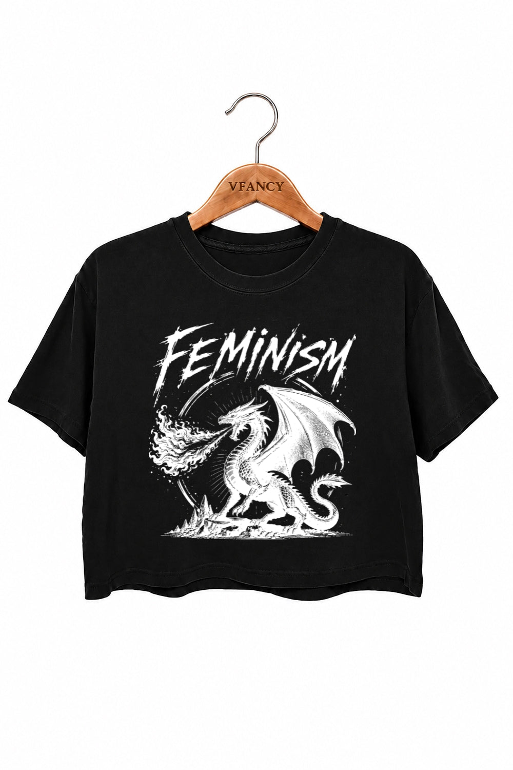 Feminism fire dragon crop top