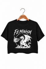Feminism fire dragon crop top