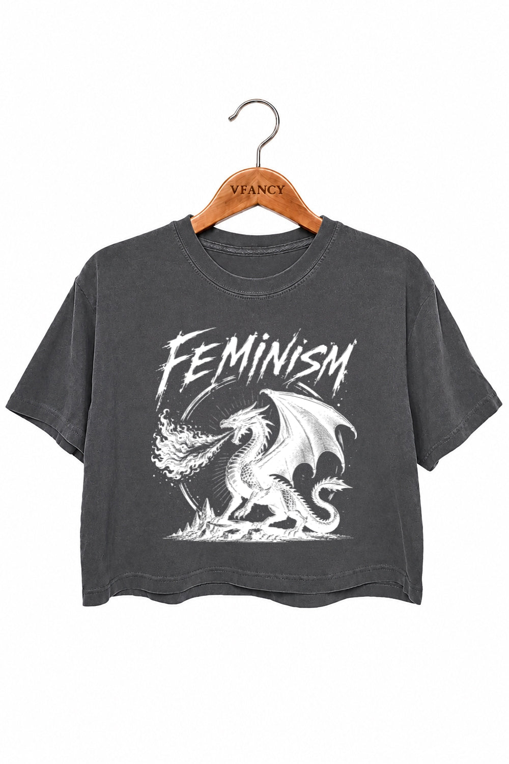 Feminism fire dragon crop top