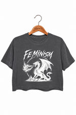 Feminism fire dragon crop top