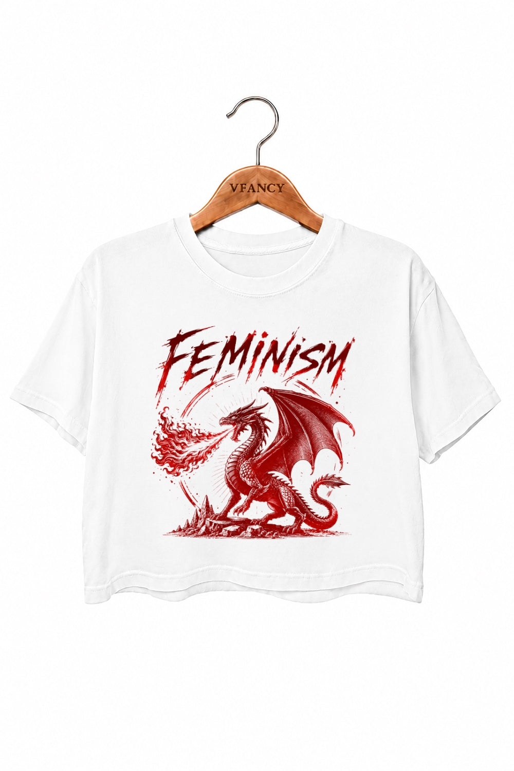 Feminism fire dragon crop top