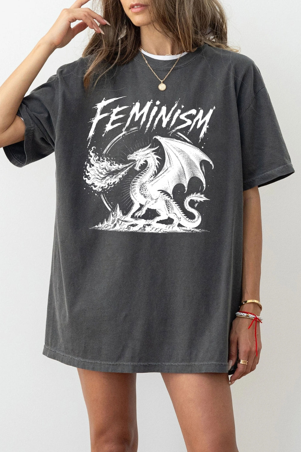 Feminism fire dragon tee