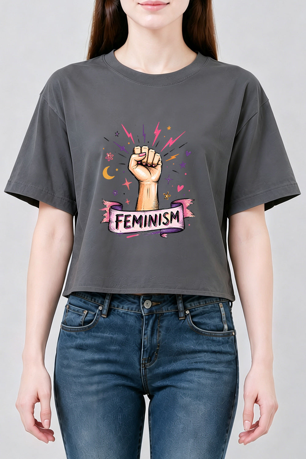 Feminism fist crop top