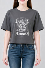 Feminism flying dragon crop top