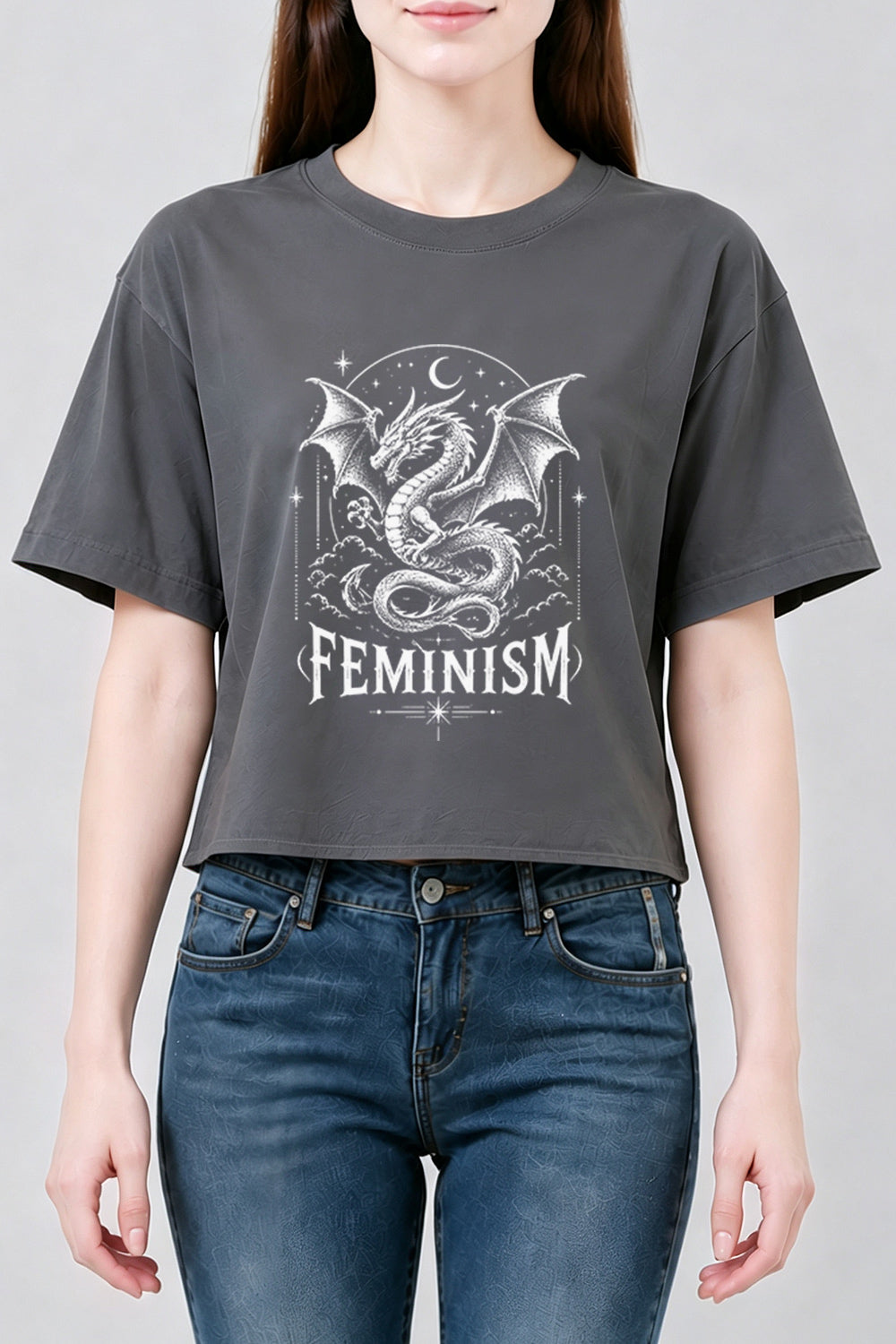 Feminism flying dragon crop top