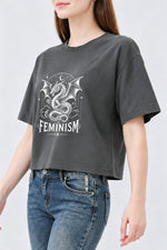 Feminism flying dragon crop top