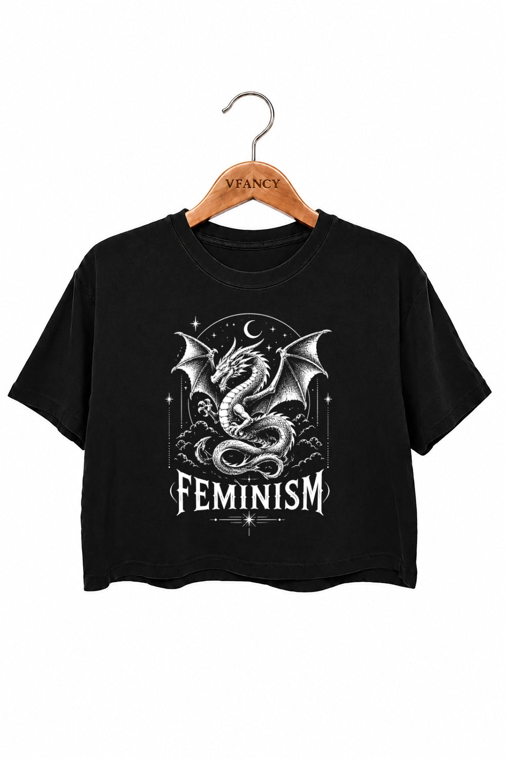Feminism flying dragon crop top