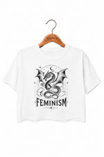 Feminism flying dragon crop top