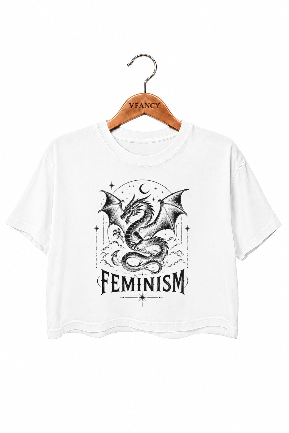 Feminism flying dragon crop top