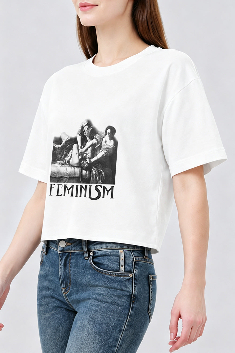 Feminism girls power painting crop top