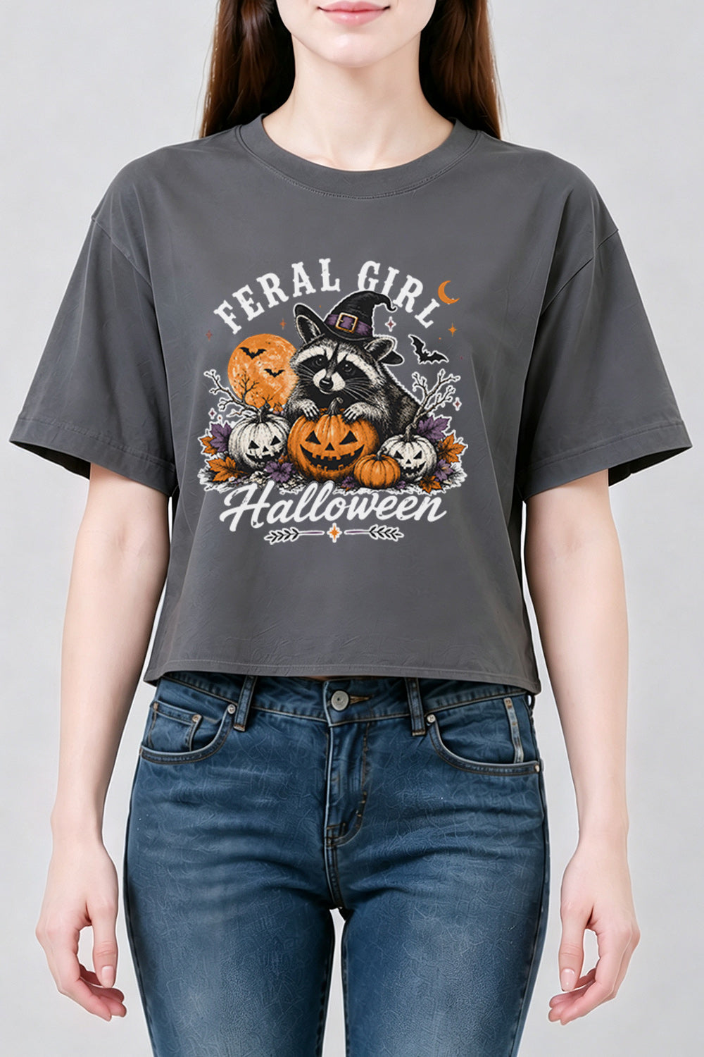 Feral girl halloween crop top