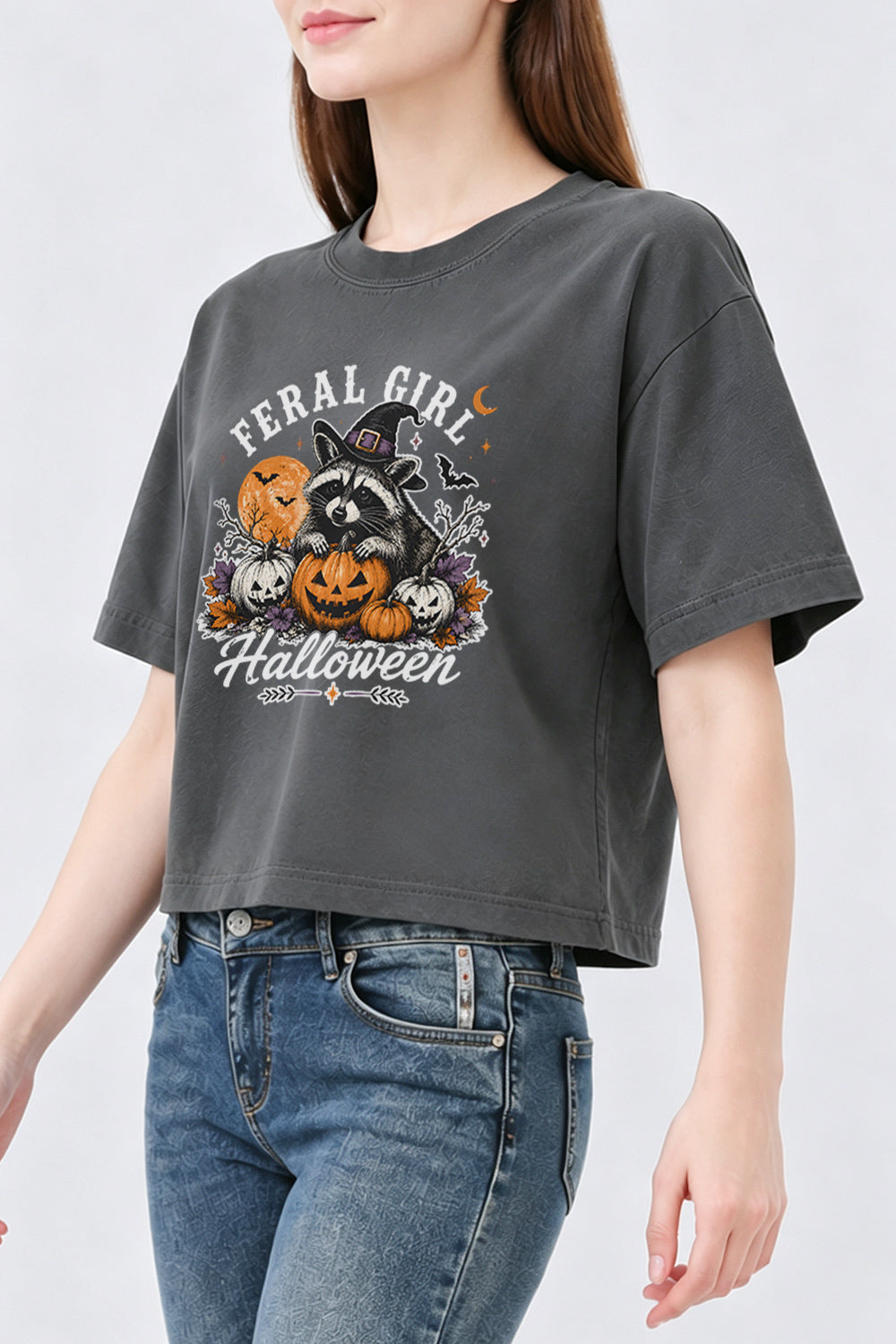 Feral girl halloween crop top