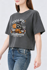 Feral girl halloween crop top