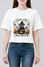 Feral girl halloween raccoon crop top