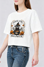 Feral girl halloween raccoon crop top