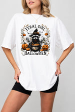 Feral girl halloween raccoon tee