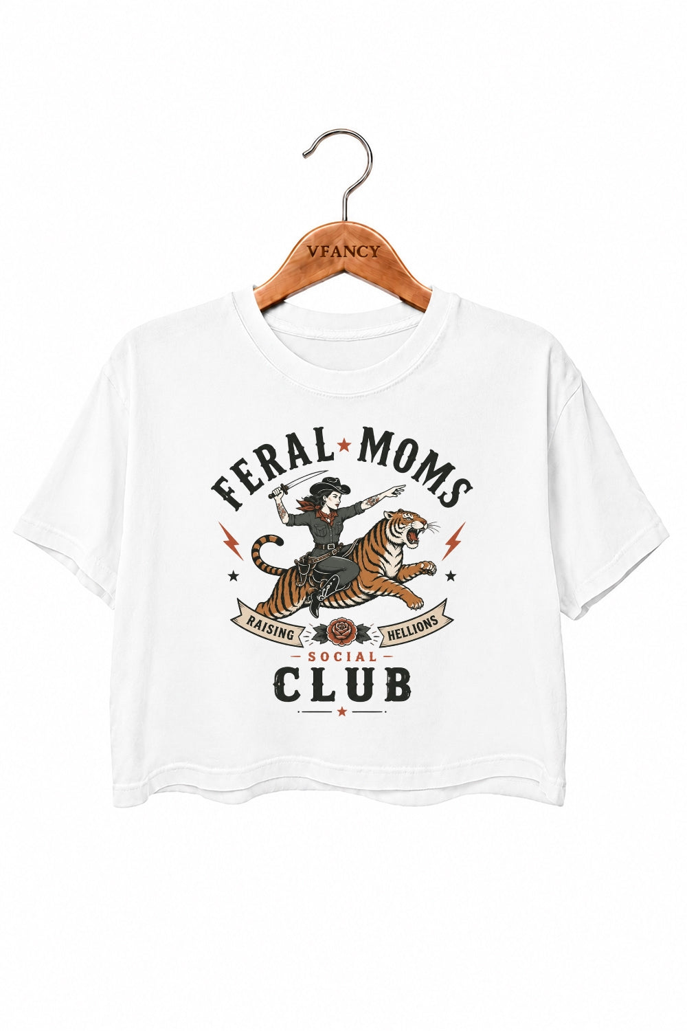 Feral moms social club crop top