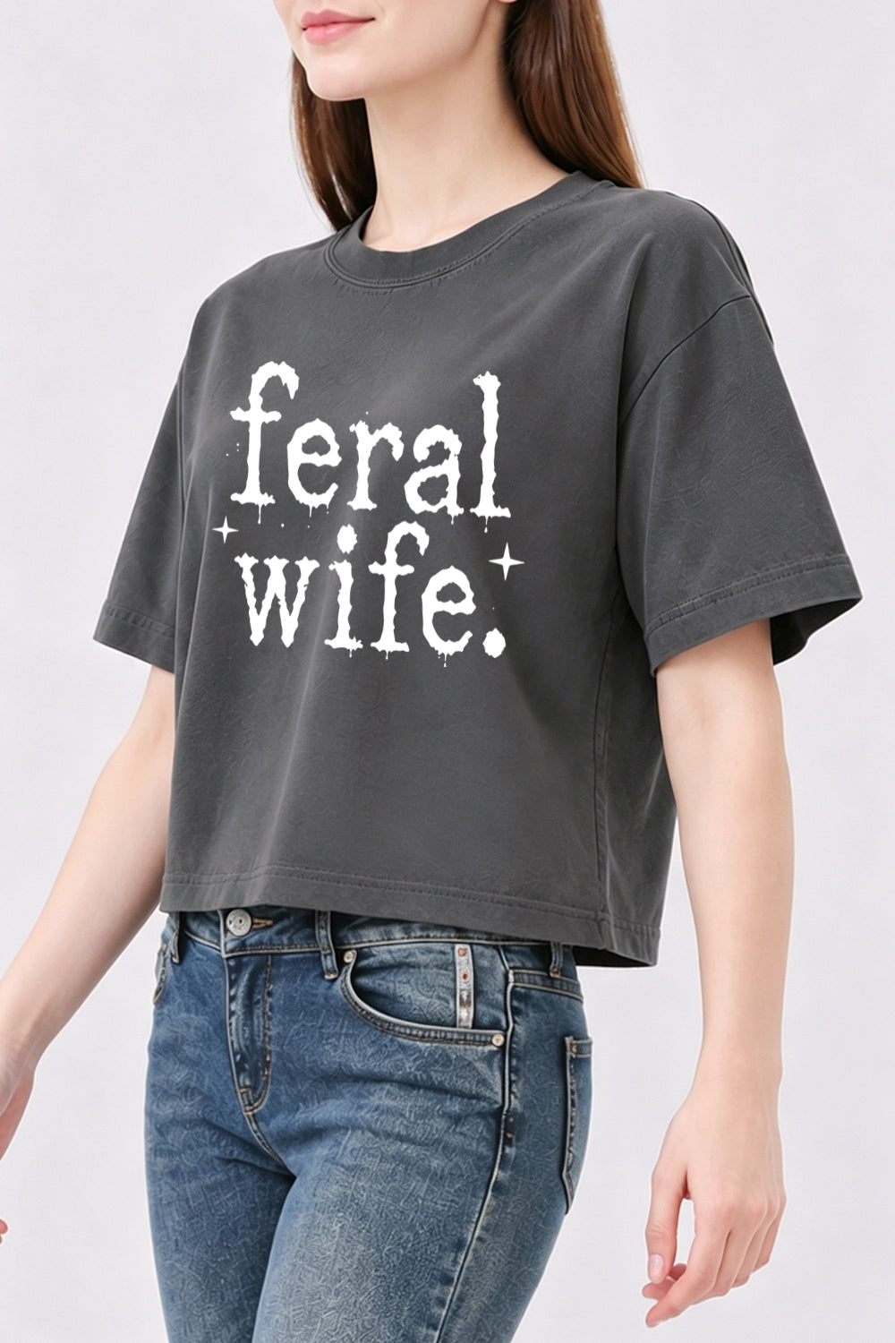 Feral wife funny crop top