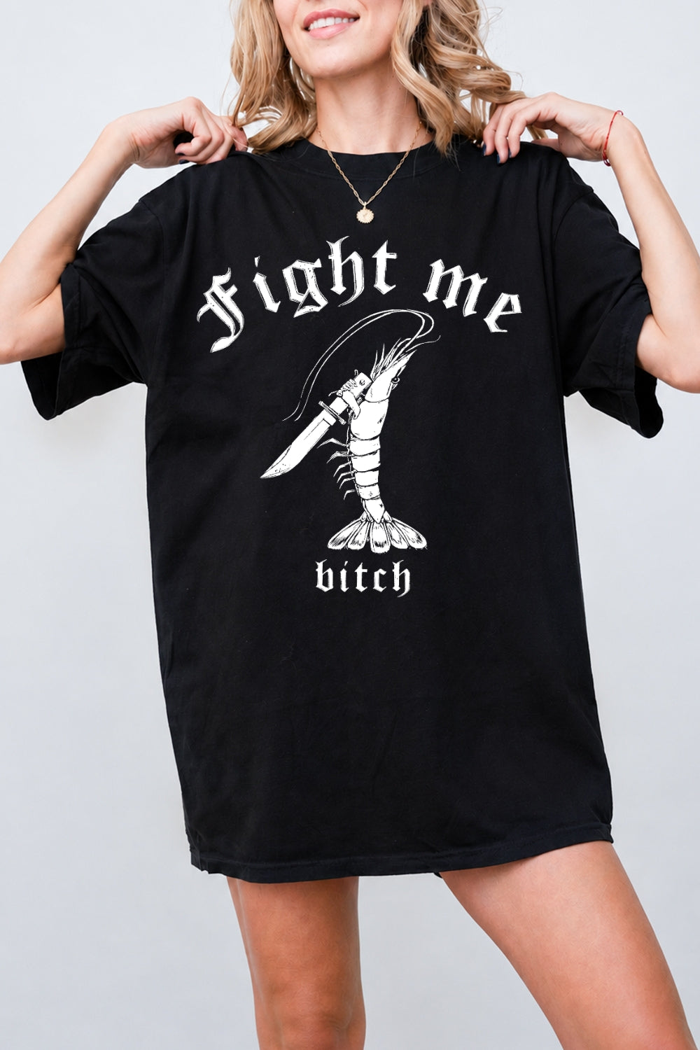 Fight me funny shrimp tee